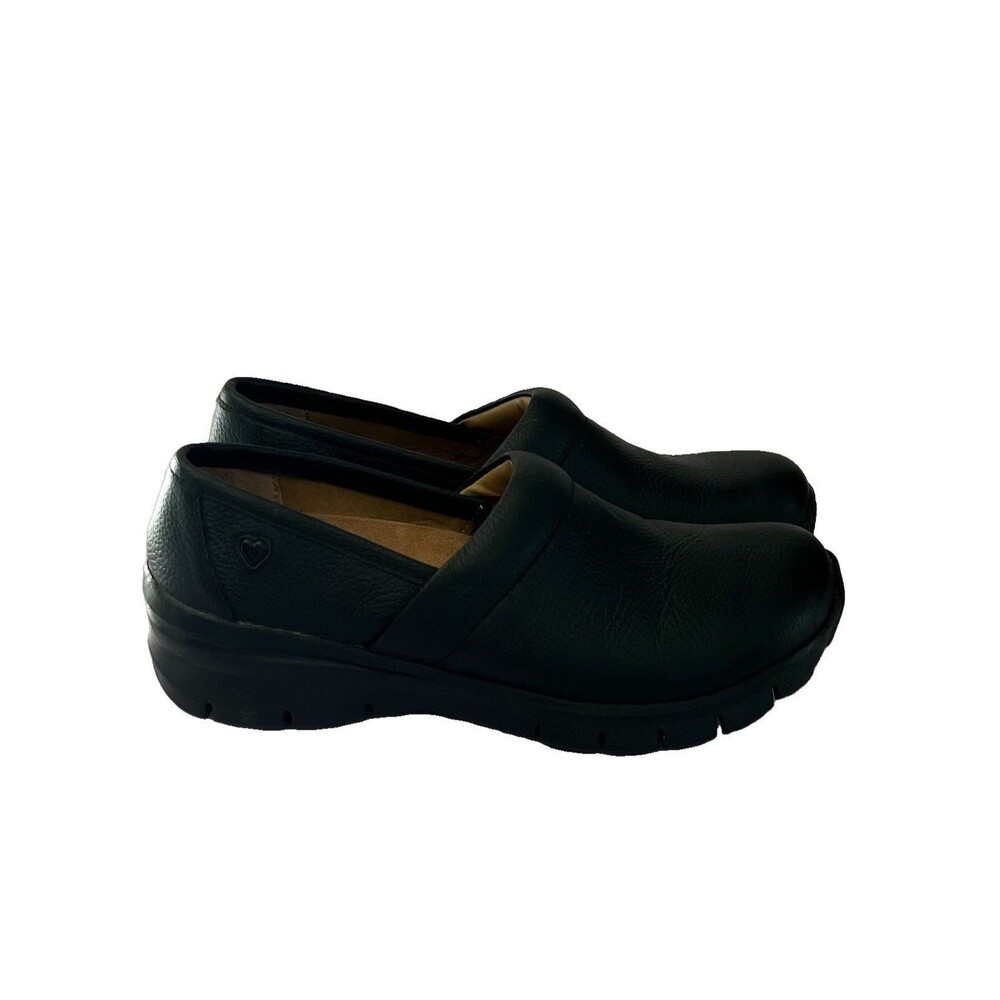 Nurse Mates Libby Clogs Women's Size 8M Black Pillowtop Wedge Slip On Shoes